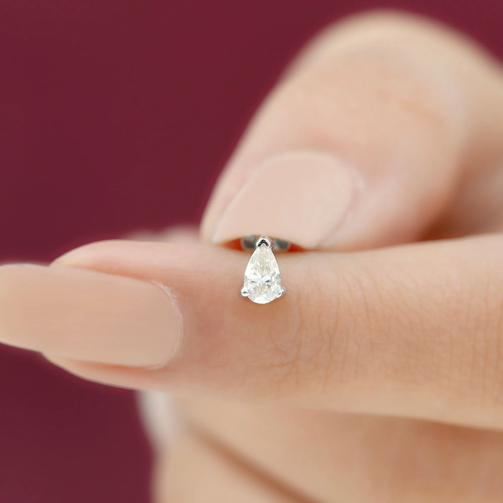 Pear Shape Moissanite Solitaire Conch Earring