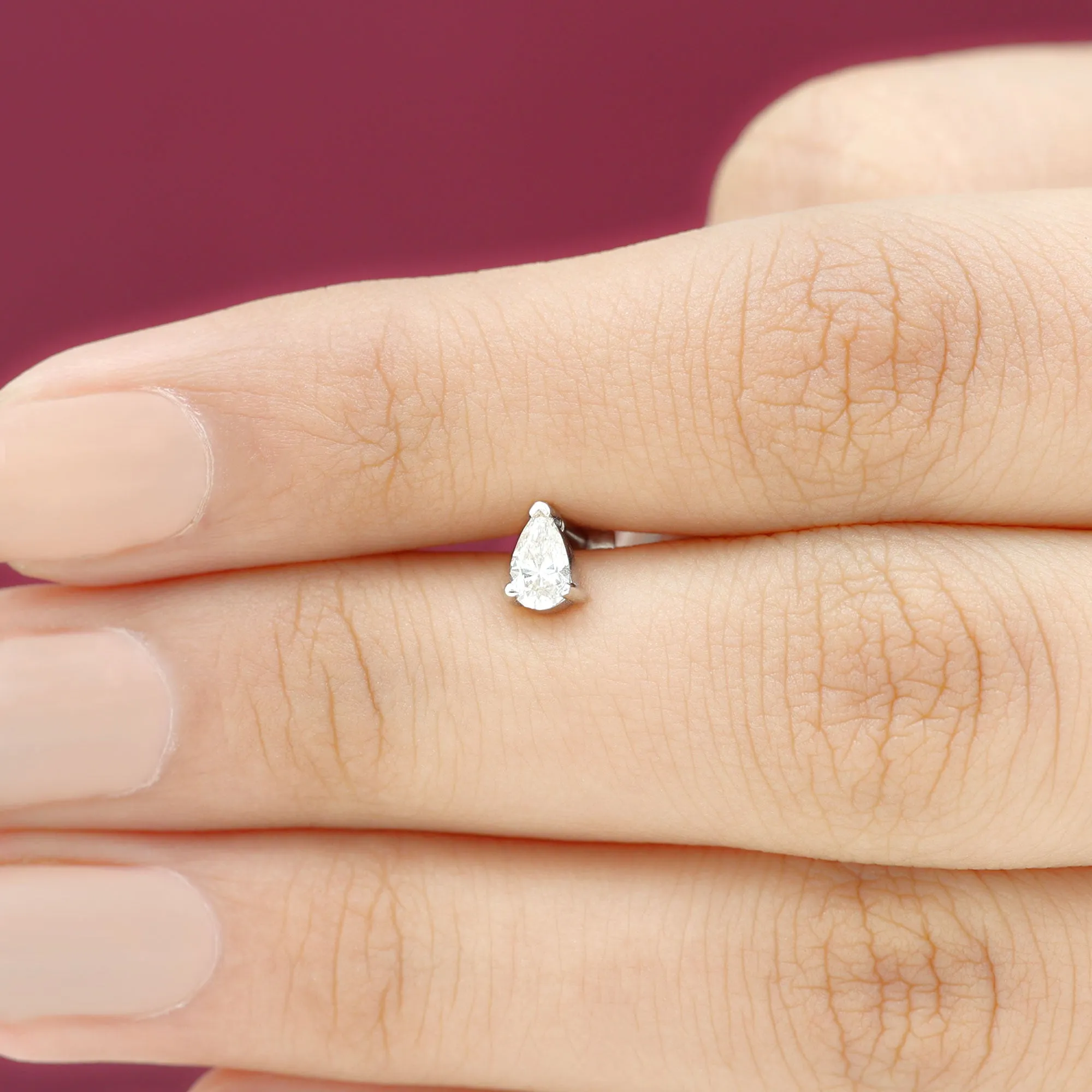 Pear Shape Moissanite Solitaire Conch Earring