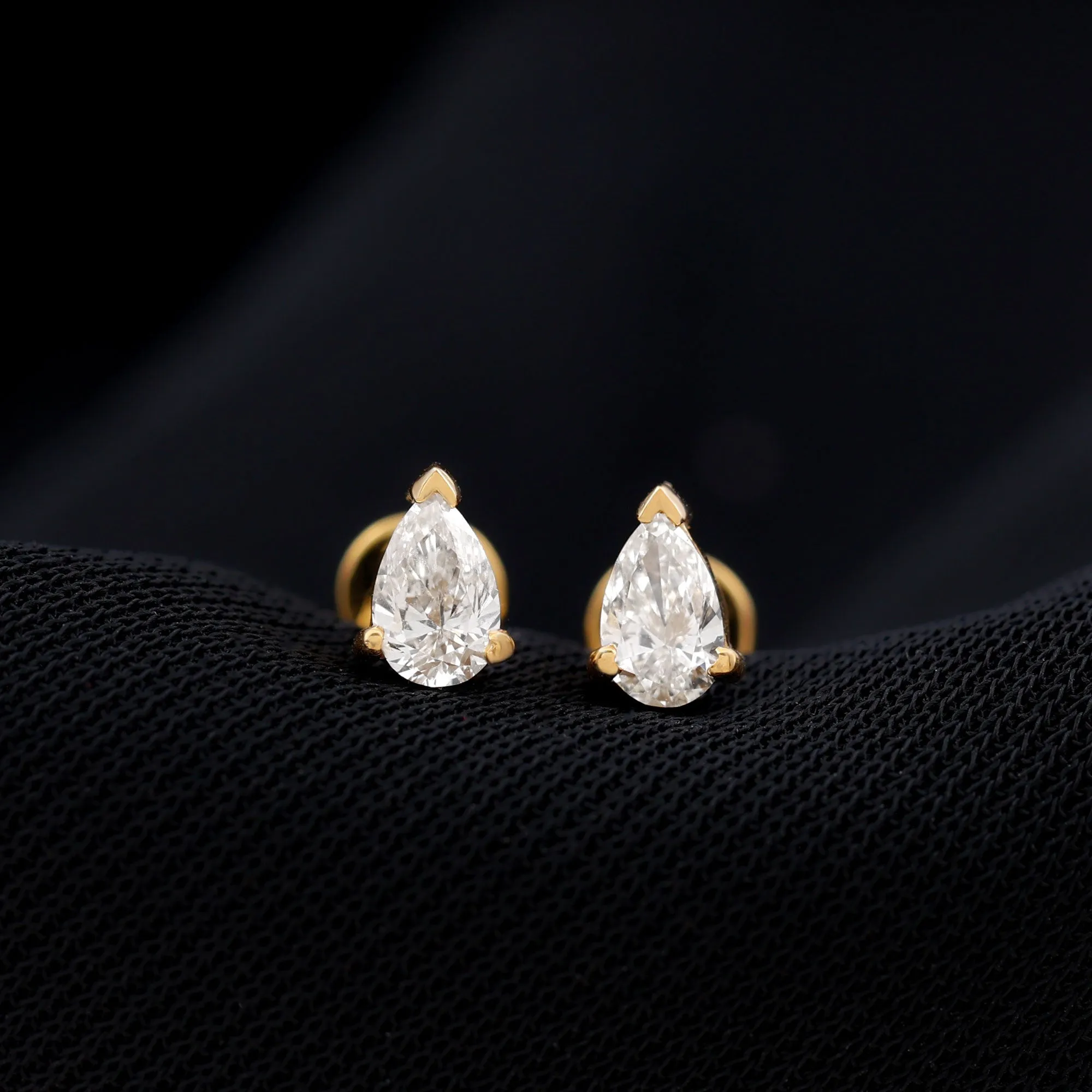 Pear Shape Moissanite Solitaire Conch Earring
