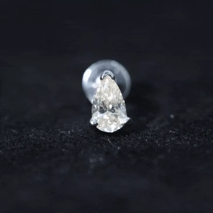 Pear Shape Moissanite Solitaire Conch Earring