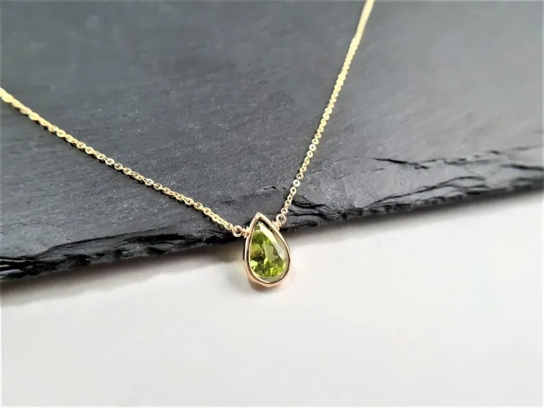 Peridot Pan Cut Briolette Pendant Necklace