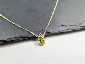 Peridot Pan Cut Briolette Pendant Necklace