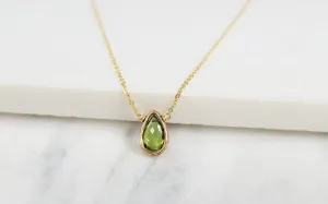 Peridot Pear Briolette Pendant Necklace