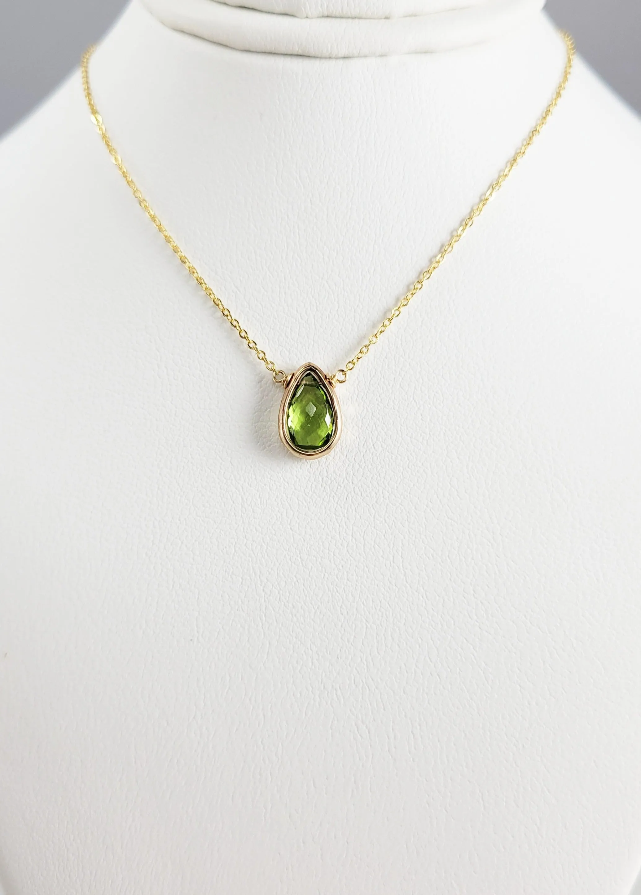 Peridot Pear Briolette Pendant Necklace