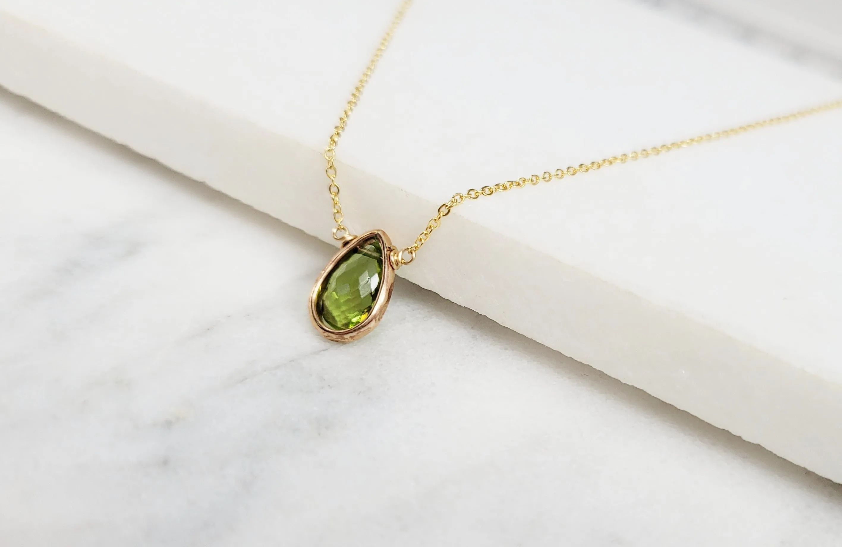 Peridot Pear Briolette Pendant Necklace