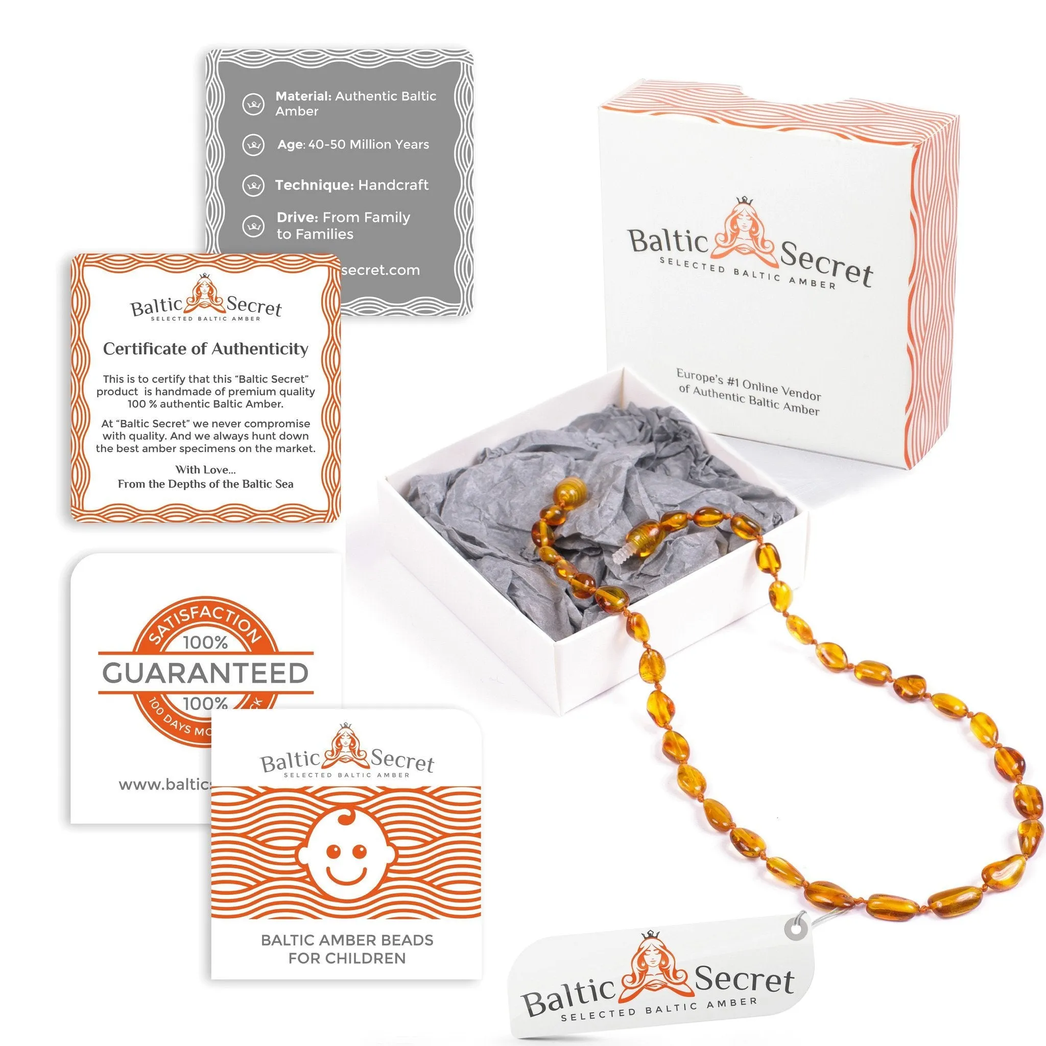 PREMIUM POLISHED BALTIC AMBER NECKLACE & BRACELET FOR CHILDREN / HONEY COLOUR / EXTRA SAFE & AUTHENTIC