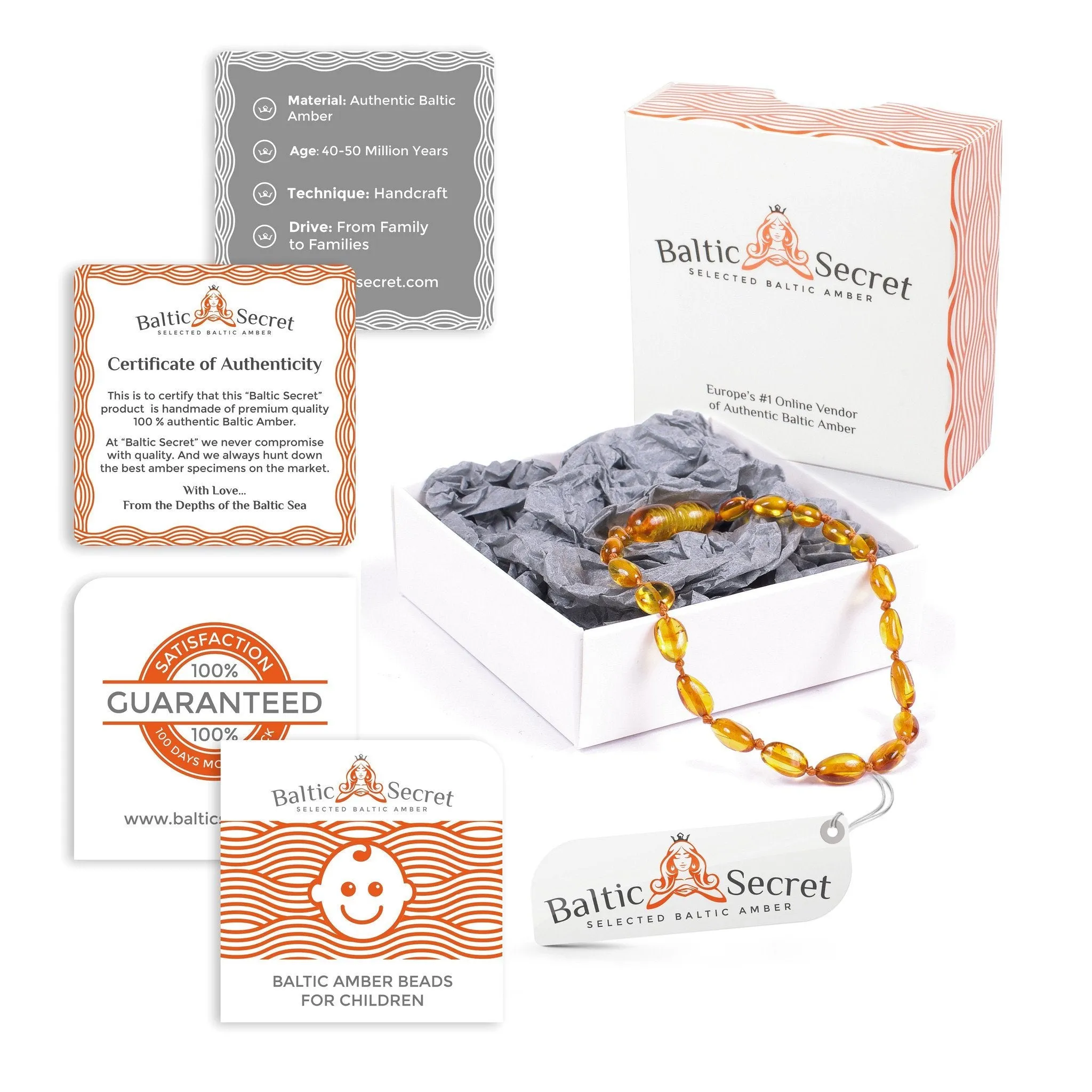 PREMIUM POLISHED BALTIC AMBER NECKLACE & BRACELET FOR CHILDREN / HONEY COLOUR / EXTRA SAFE & AUTHENTIC