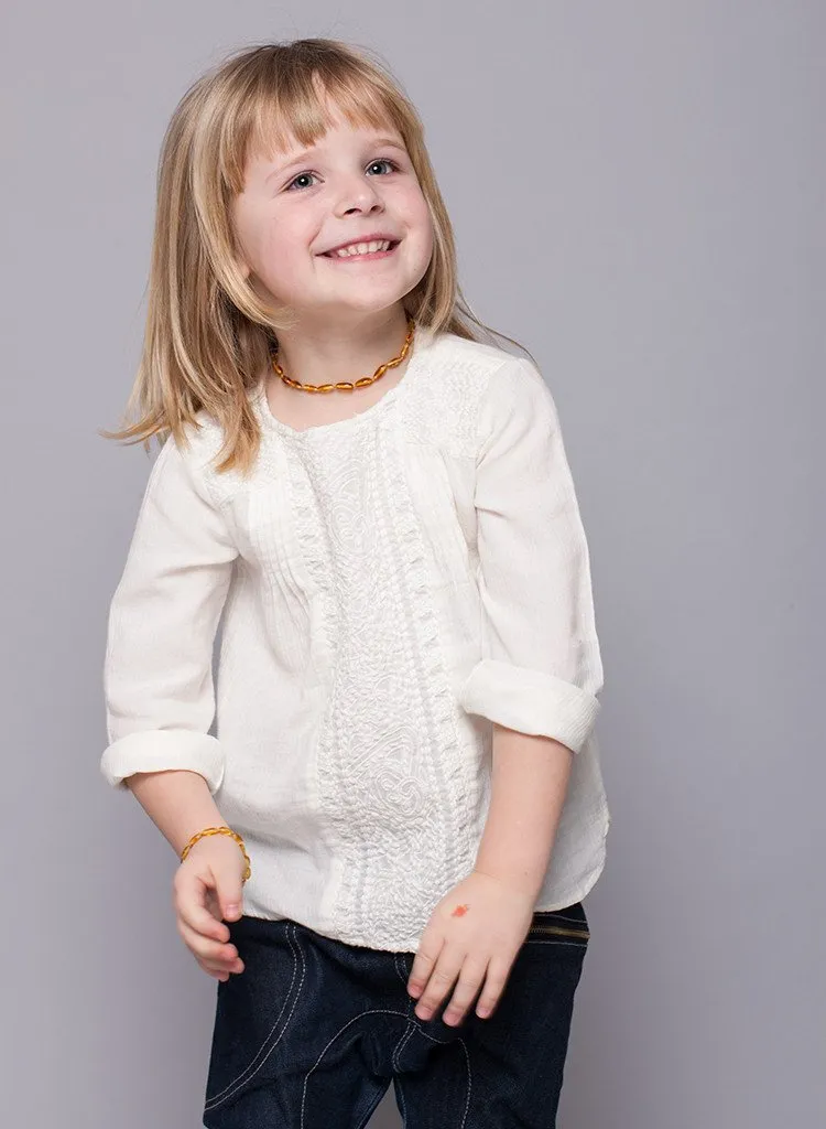 PREMIUM POLISHED BALTIC AMBER NECKLACE & BRACELET FOR CHILDREN / HONEY COLOUR / EXTRA SAFE & AUTHENTIC