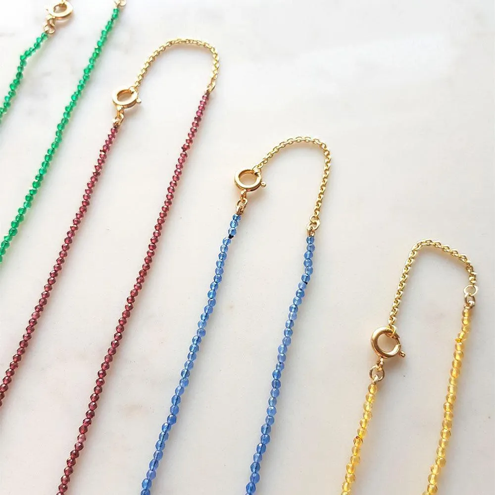 Reserved - Red Garnet 9ct Yellow Gold Beaded Choker Necklace