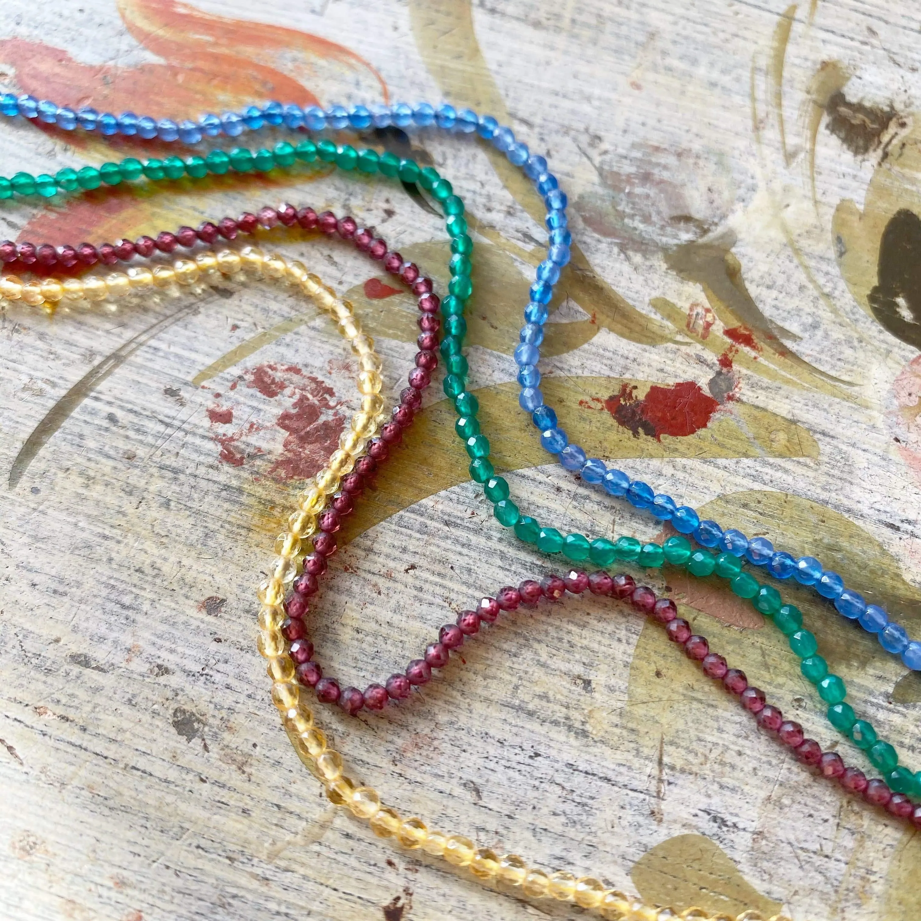 Reserved - Red Garnet 9ct Yellow Gold Beaded Choker Necklace