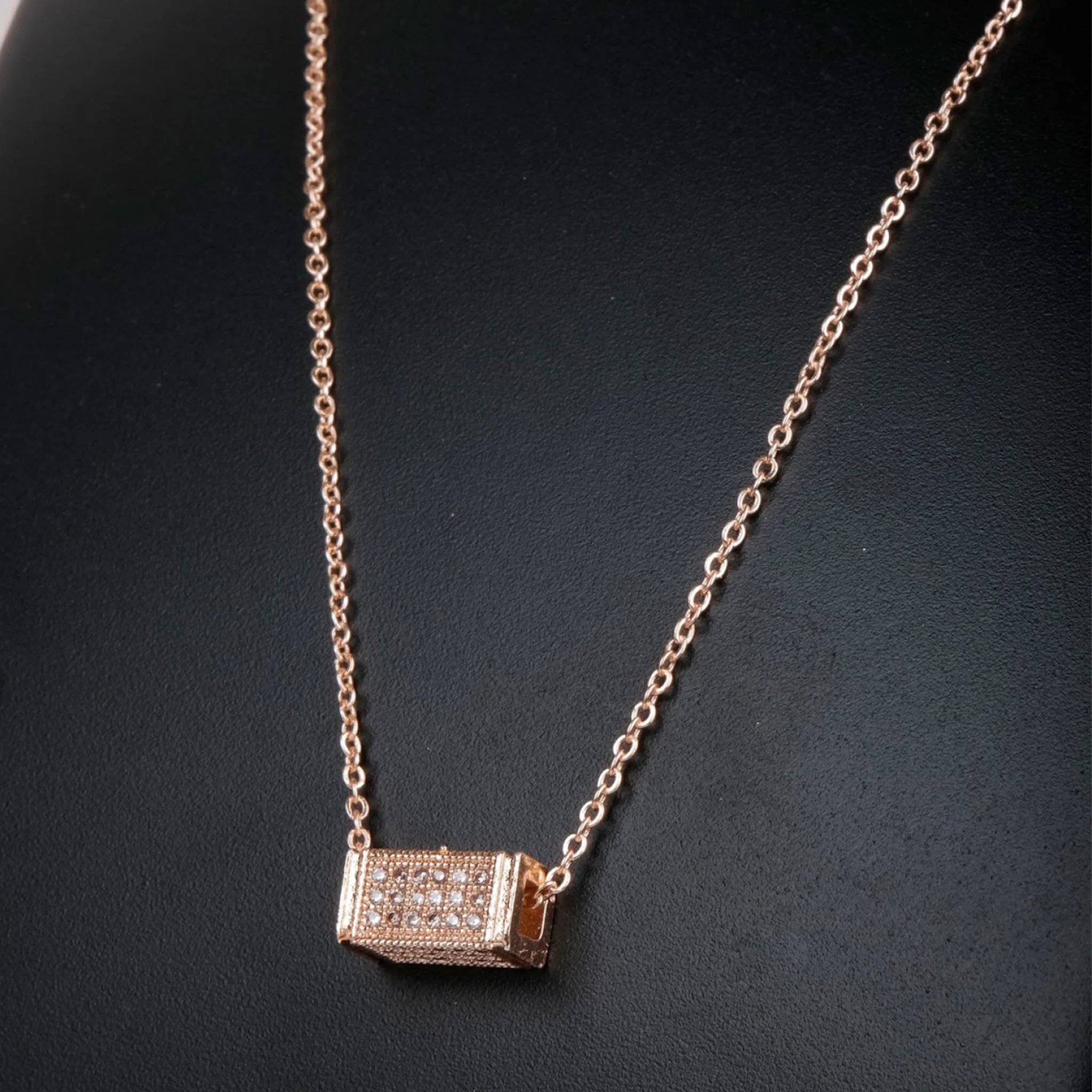 Rose gold Dimond Necklace-1 Gold-plated Diamond Brass Pendant