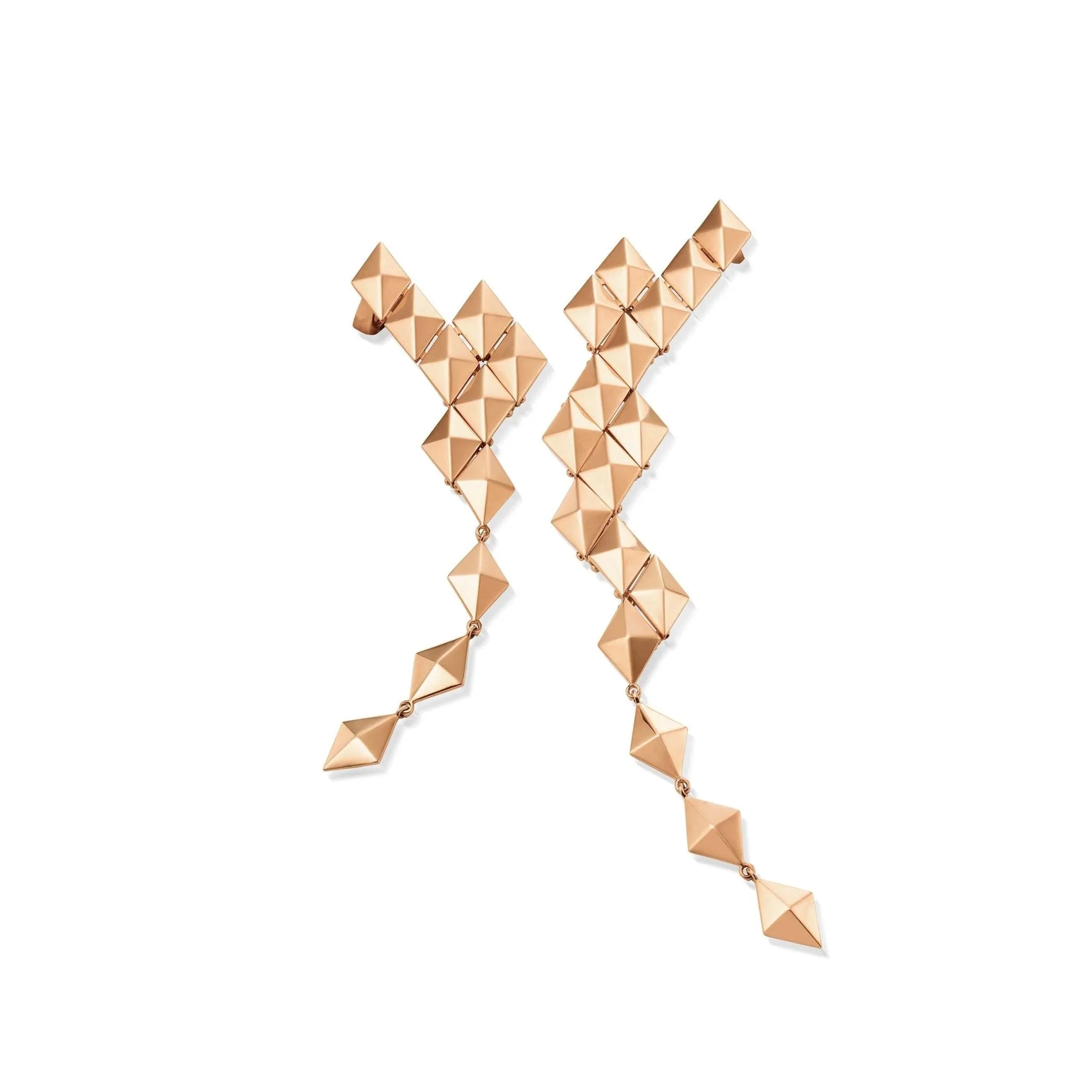 Rose Gold Python Asymmetrical Drop Earrings