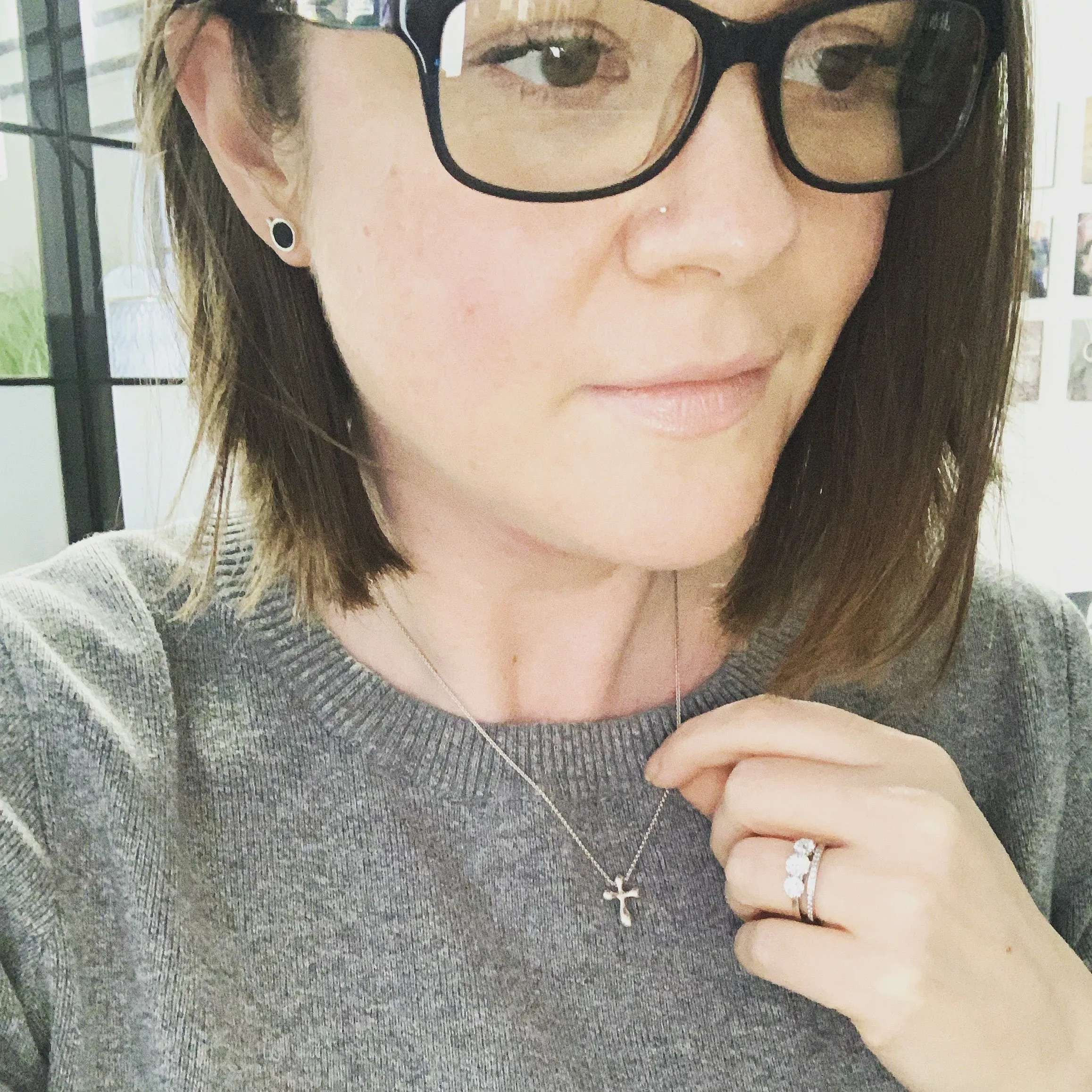 Round Silver and Onyx Stud Earrings
