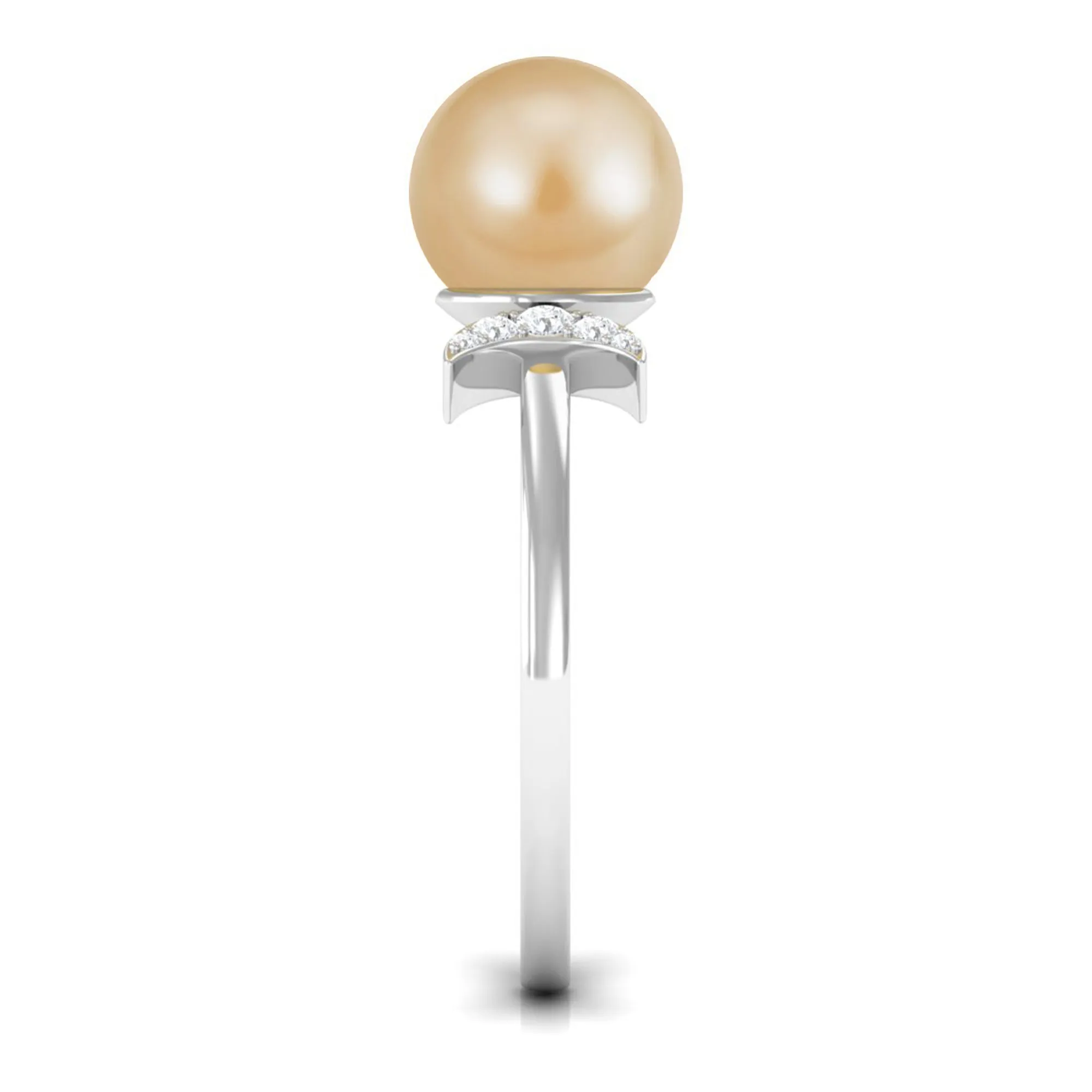 Round South Sea Pearl Designer Engagement Ring with Diamond