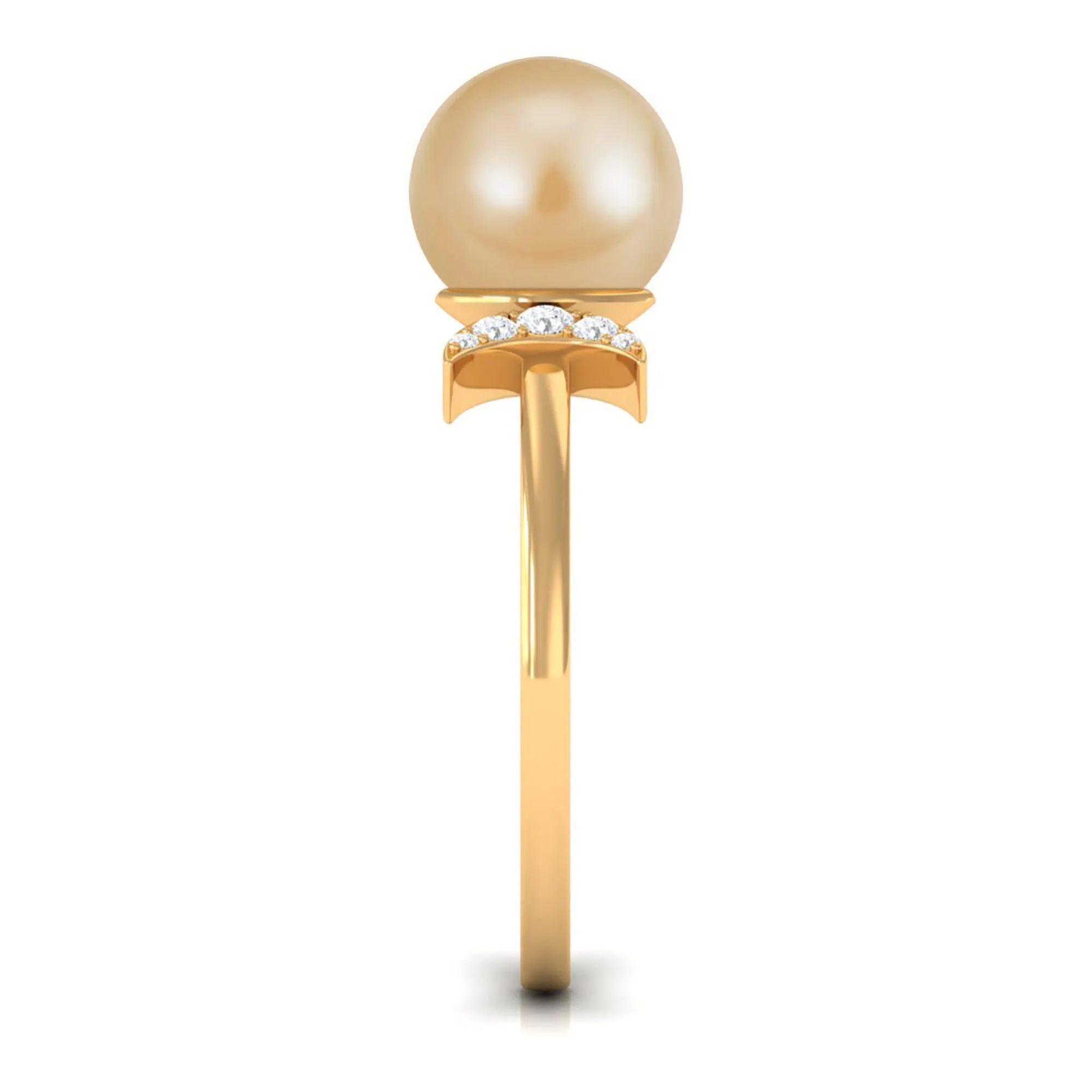 Round South Sea Pearl Designer Engagement Ring with Diamond