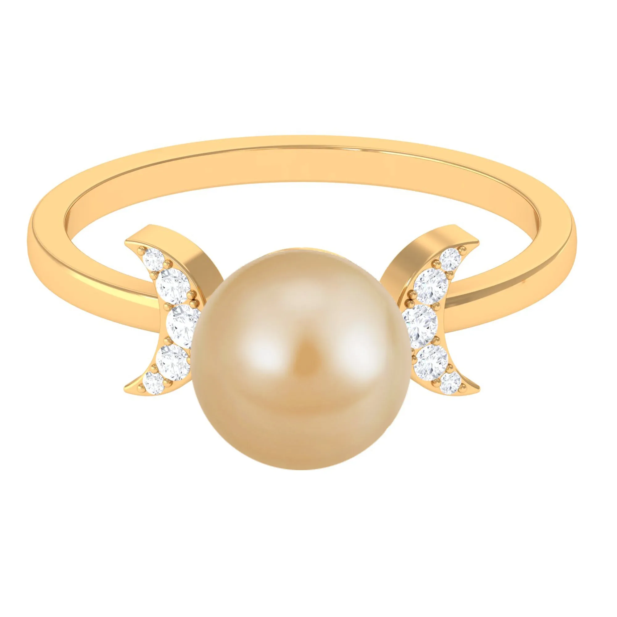 Round South Sea Pearl Designer Engagement Ring with Diamond