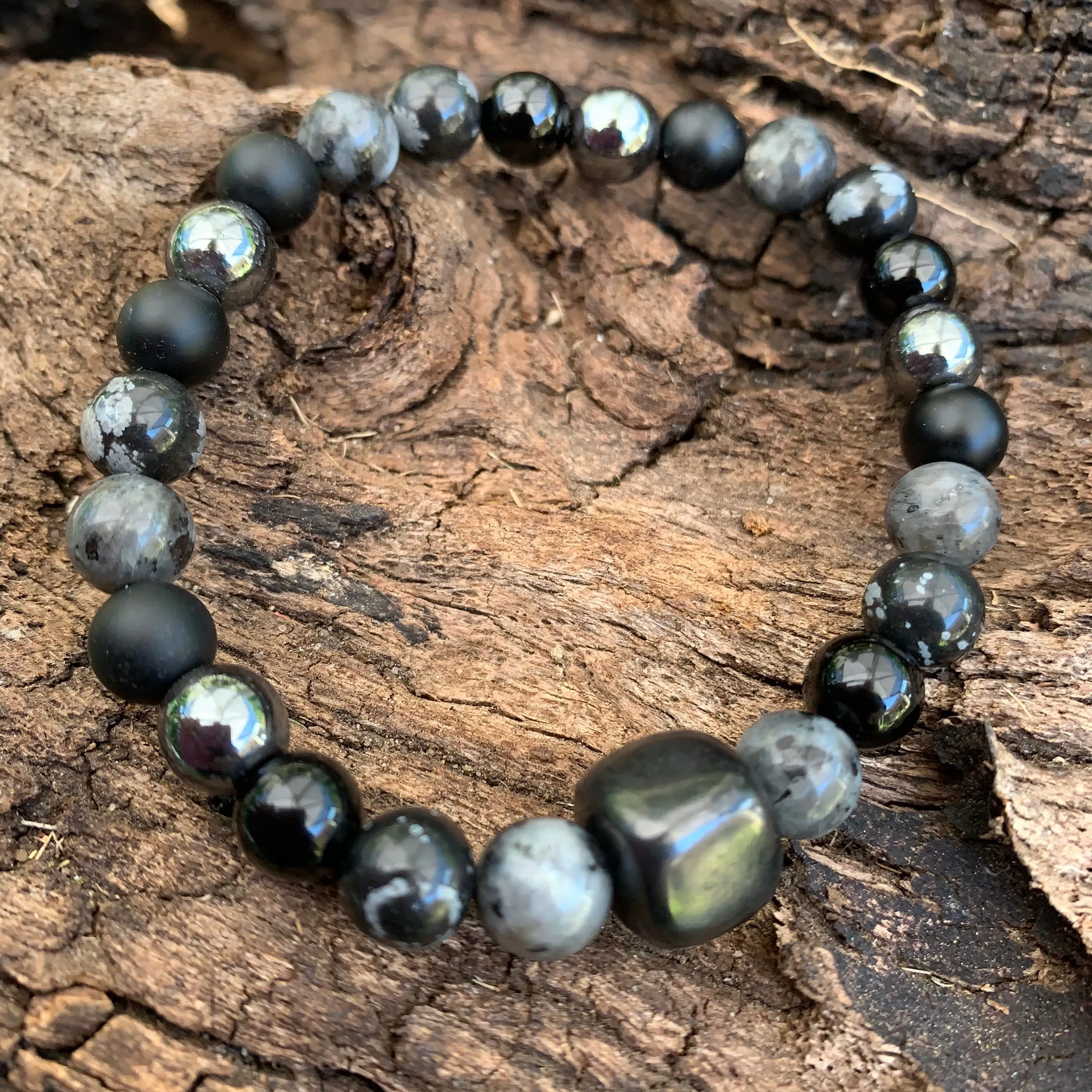 Shungite Amplified Chakra Bracelet PROTECTION / BOUNDARIES ~ Medium  [#34]