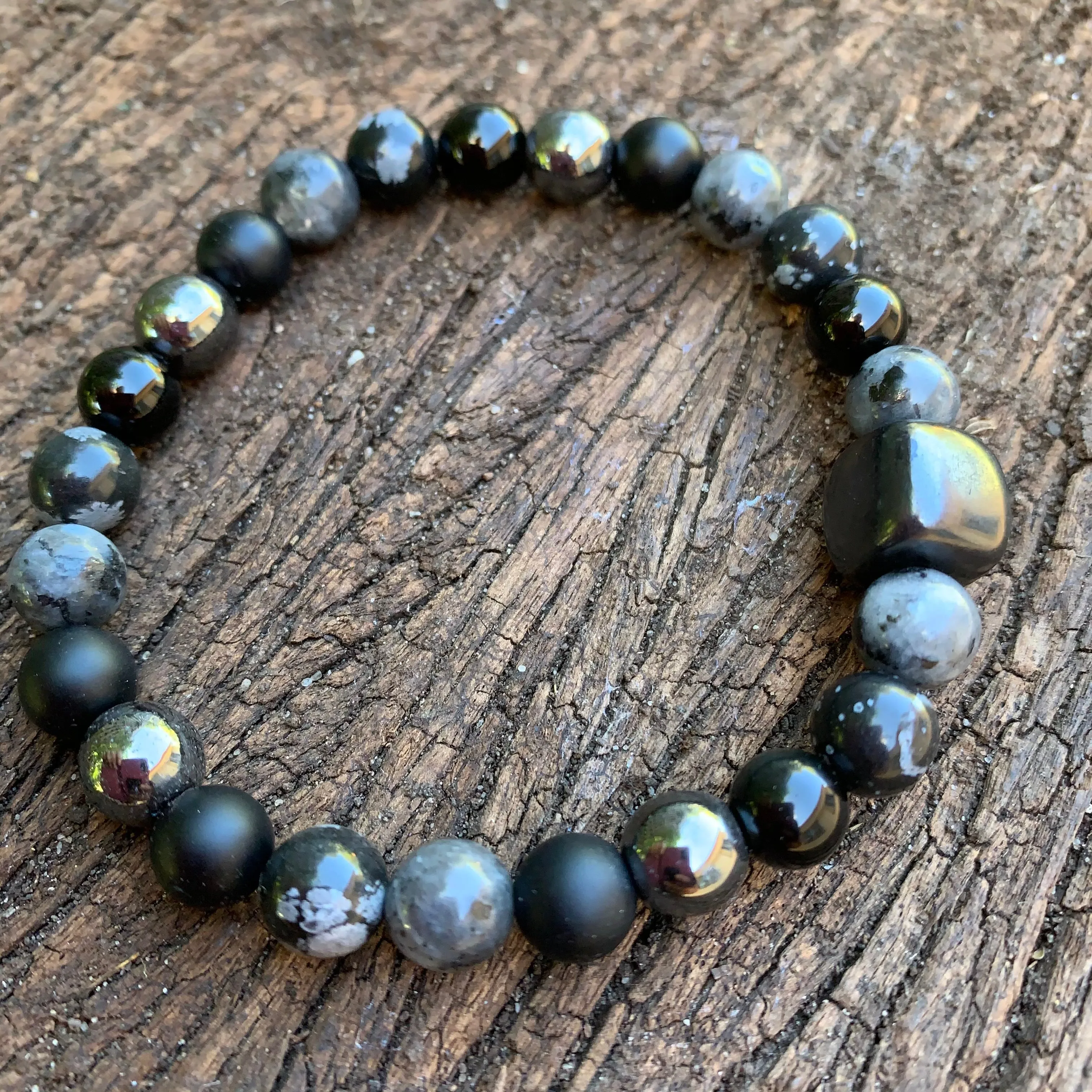 Shungite Amplified Chakra Bracelet PROTECTION / BOUNDARIES ~ Medium  [#34]