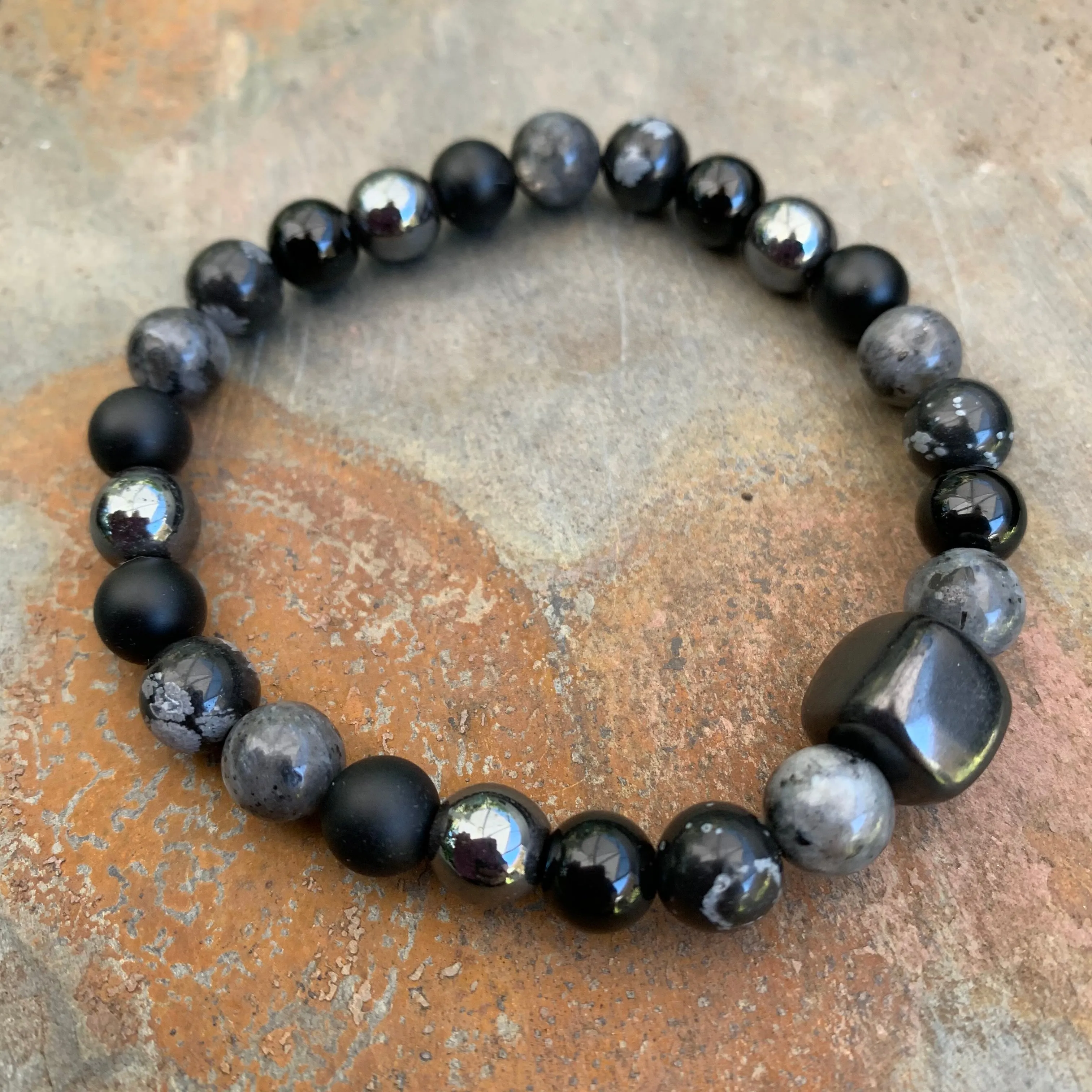 Shungite Amplified Chakra Bracelet PROTECTION / BOUNDARIES ~ Medium  [#34]