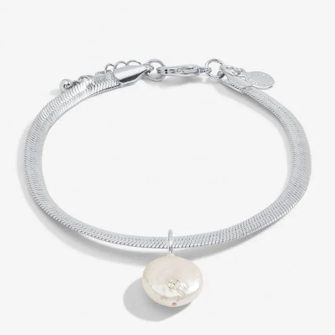 Solaria Coin Pearl Silver Plated Pendant 18cm   3cm Bracelet 7148
