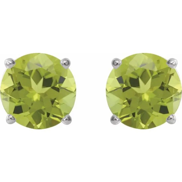 Sterling Silver 6 mm Natural Peridot Stud Earrings