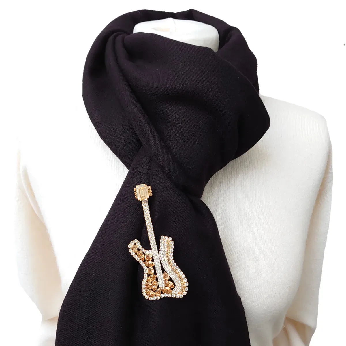 Swarovski Crystals Fender Guitar Brooch