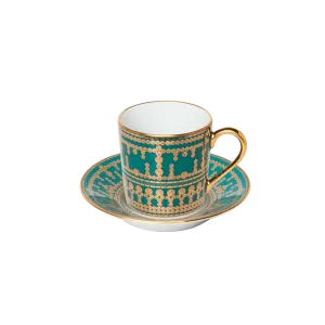 Tiara Peacock Blue & Gold Coffee Cup & Saucer