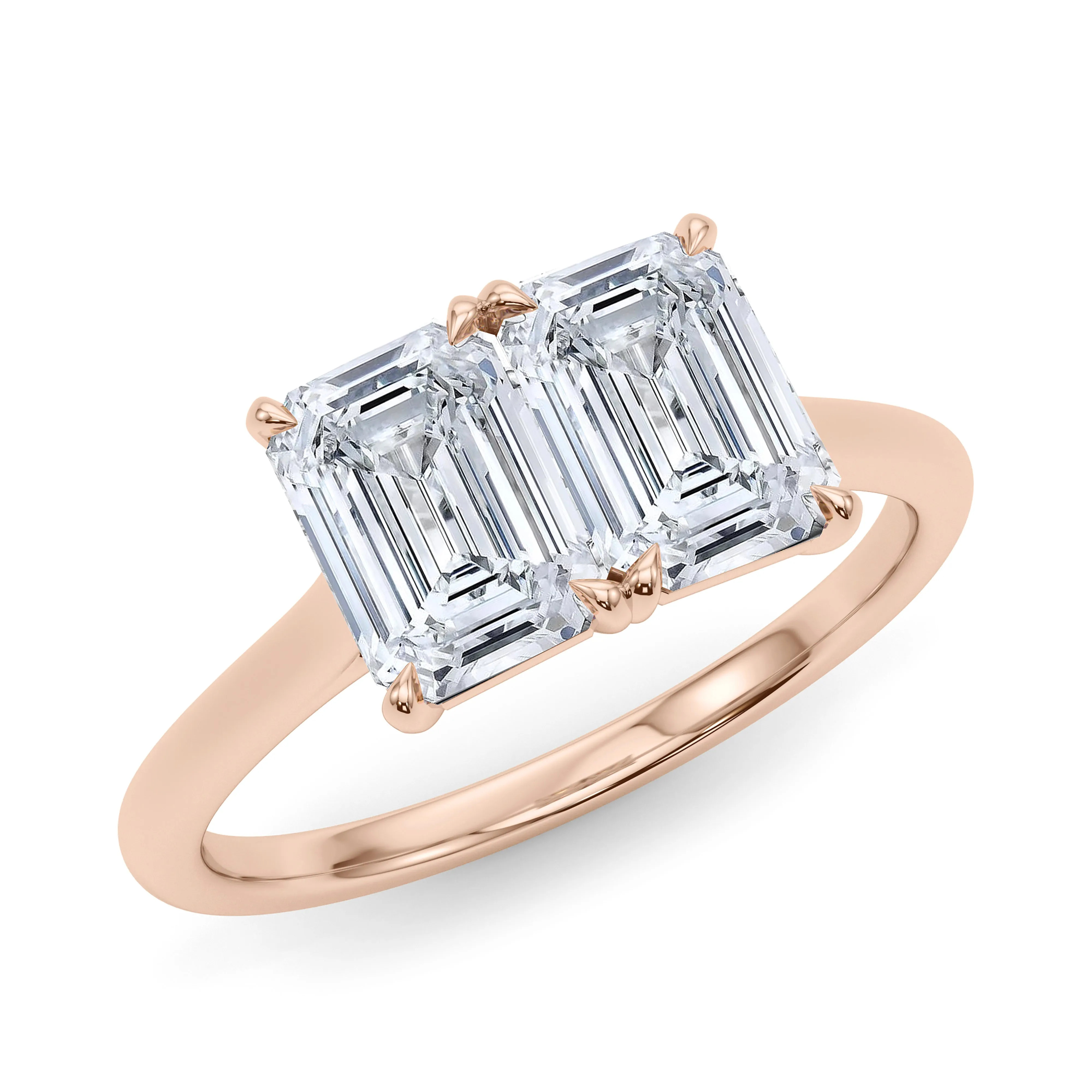 Twin Emerald North-South Diamond Ring