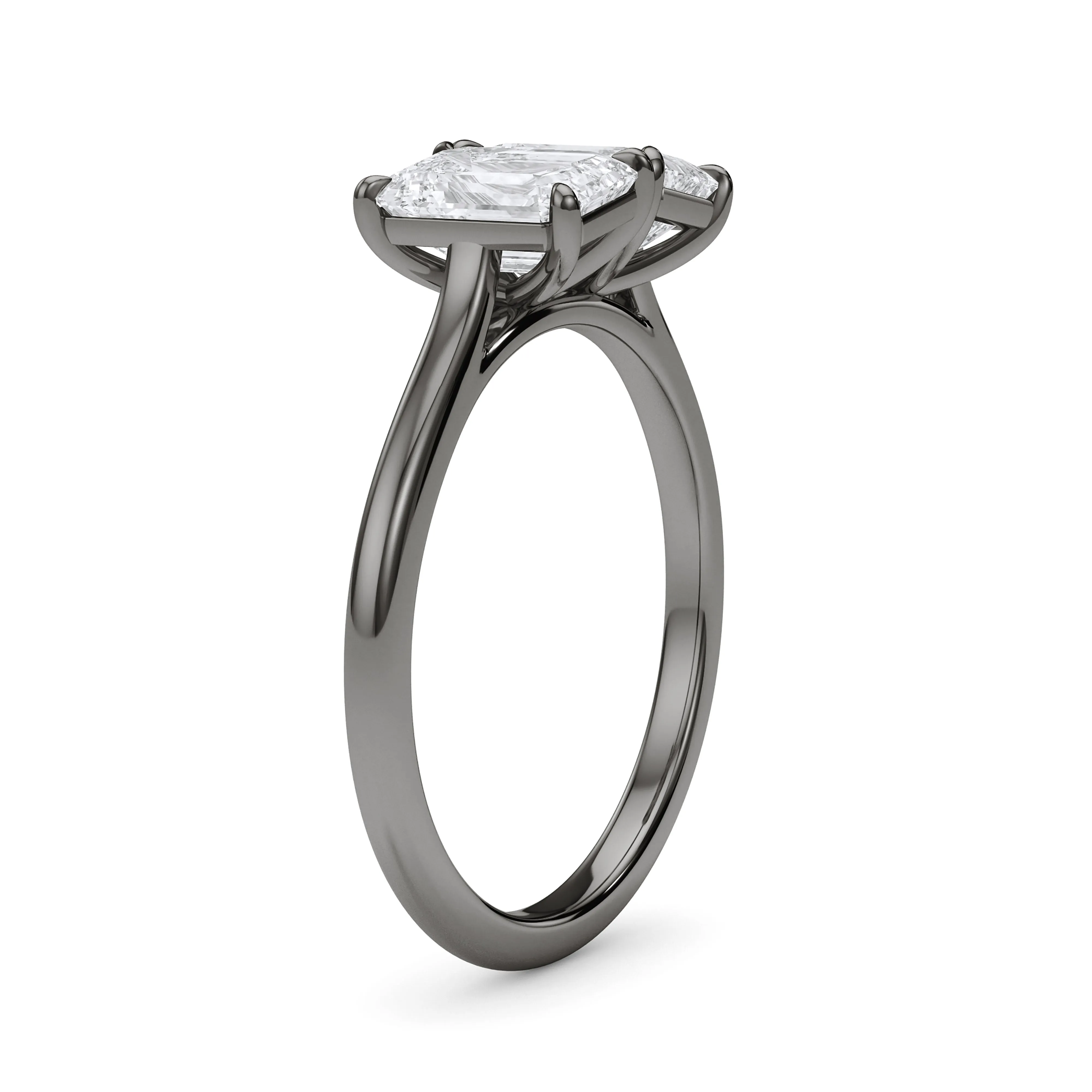 Twin Emerald North-South Diamond Ring