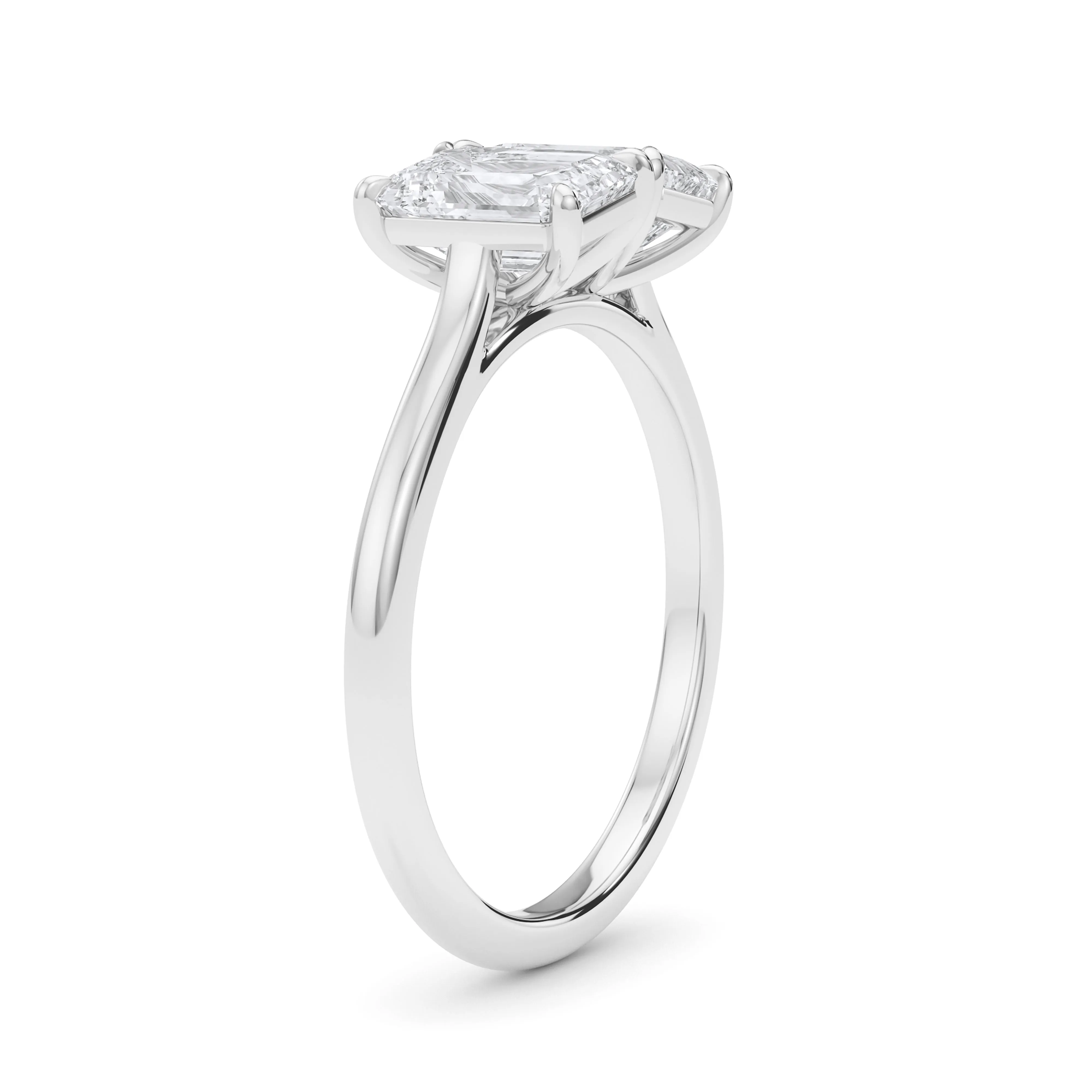 Twin Emerald North-South Diamond Ring