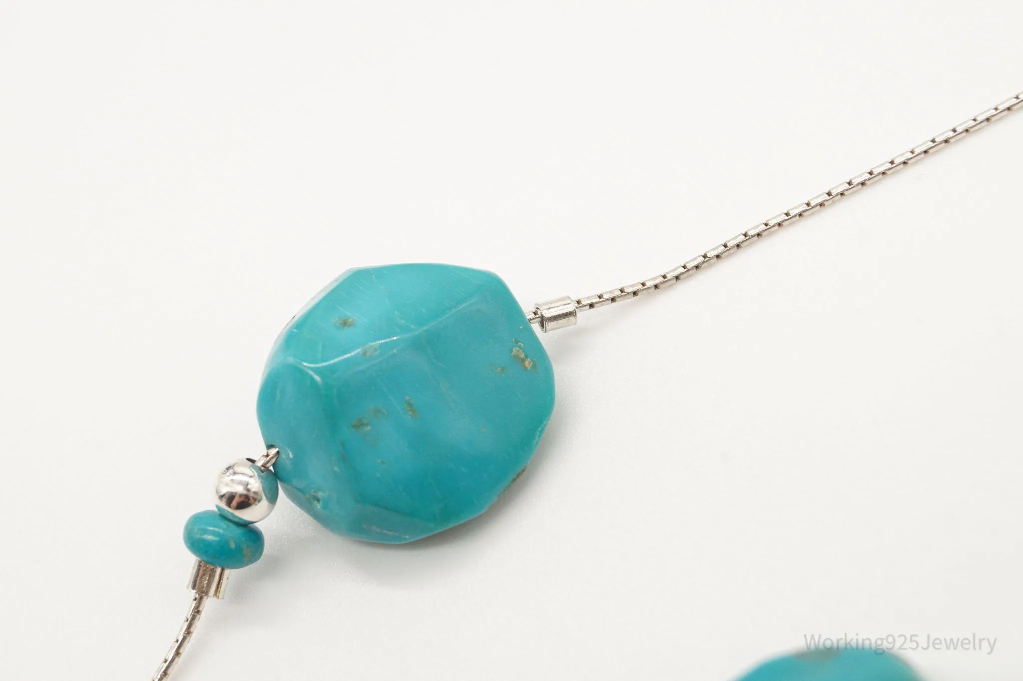 Vintage Israel Designer Avi Soffer Turquoise Sterling Silver Necklace