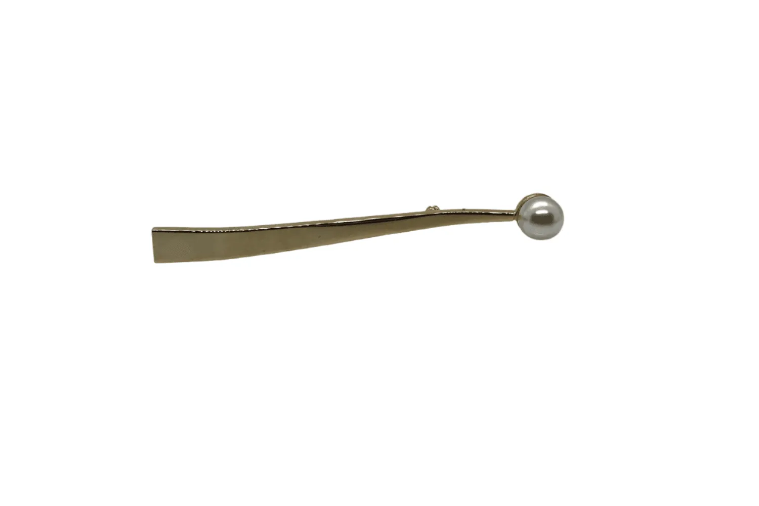 Vintage Long Bar Brooch with Faux Pearl End