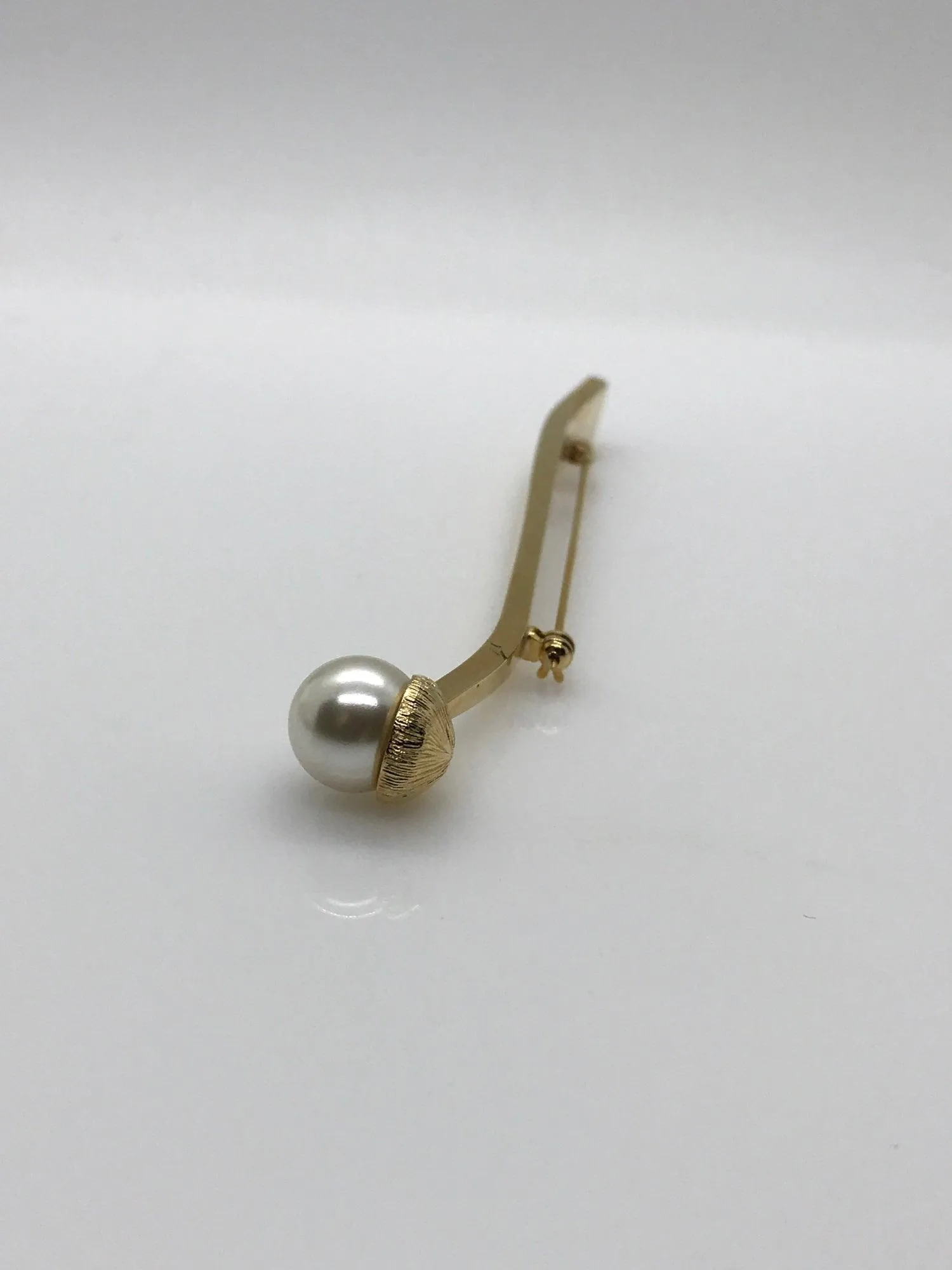 Vintage Long Bar Brooch with Faux Pearl End