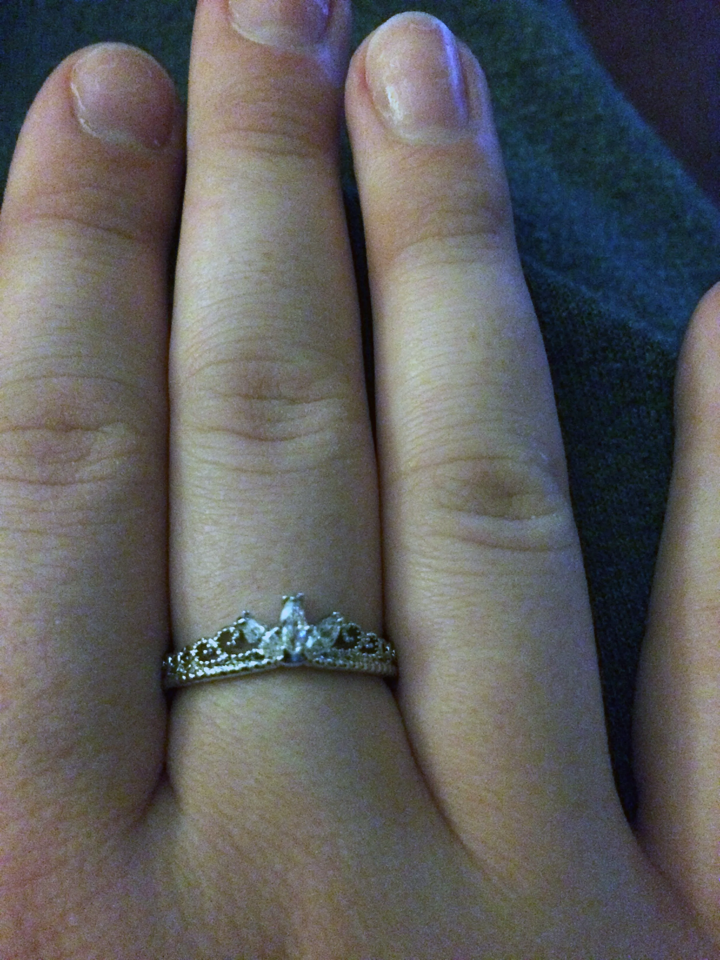 White Gold Plated CZ Dainty Princess Crown Ring