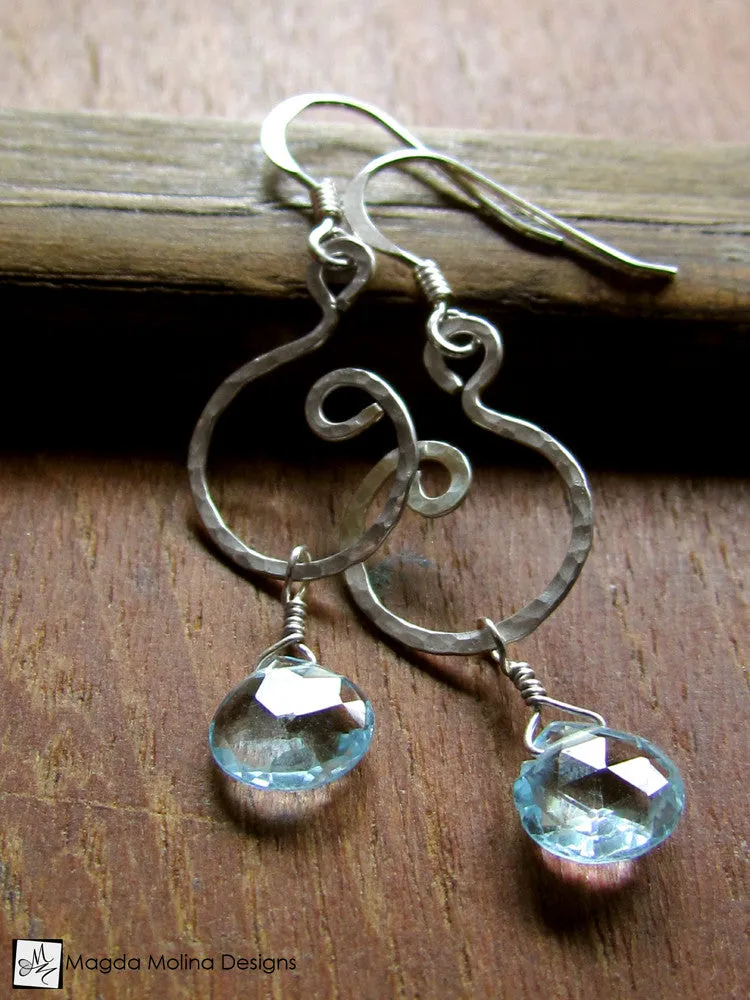 WHOLESALE - The Hammered Gold Spiral Earrings With Gemstones
