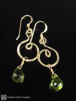 WHOLESALE - The Hammered Gold Spiral Earrings With Gemstones