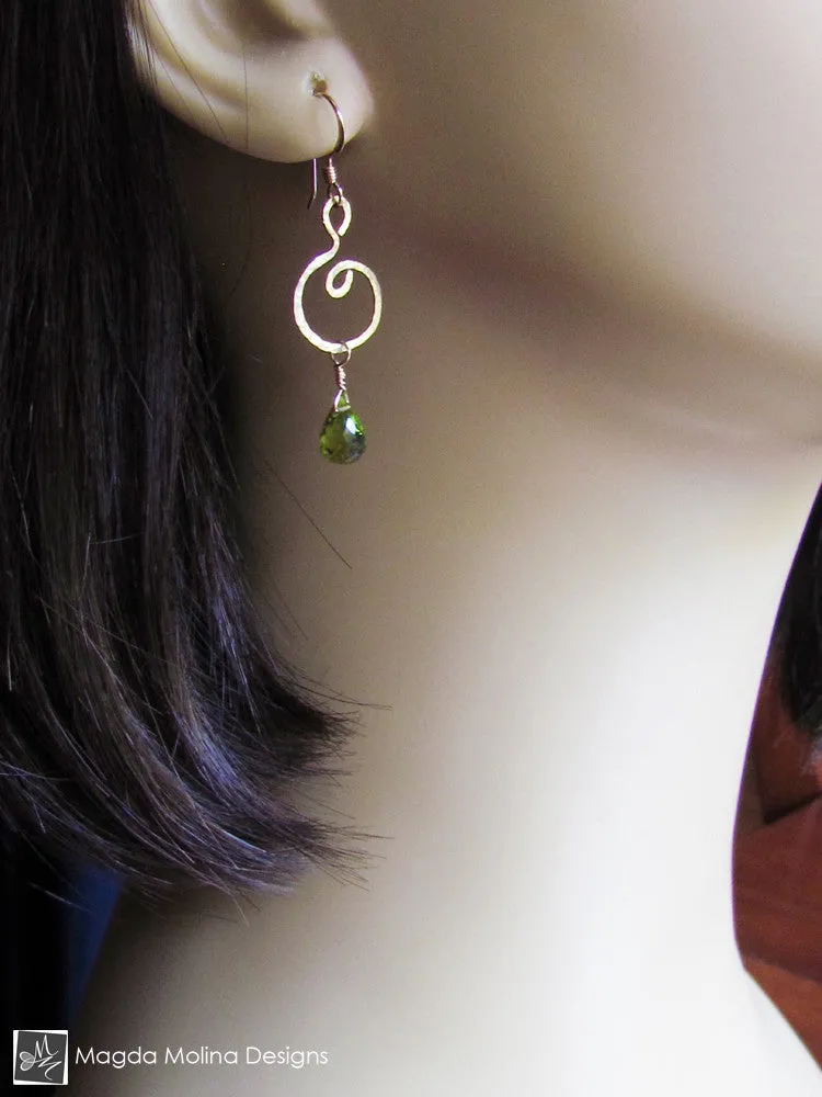 WHOLESALE - The Hammered Gold Spiral Earrings With Gemstones