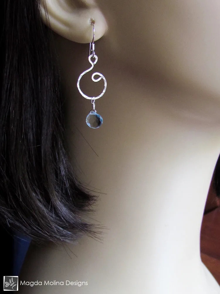 WHOLESALE - The Hammered Gold Spiral Earrings With Gemstones