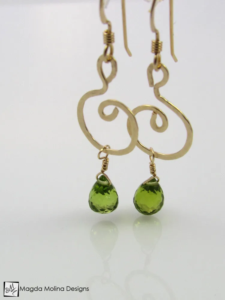 WHOLESALE - The Hammered Gold Spiral Earrings With Gemstones