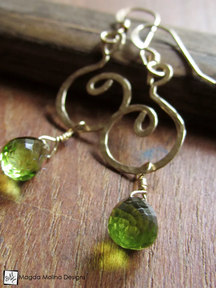WHOLESALE - The Hammered Gold Spiral Earrings With Gemstones