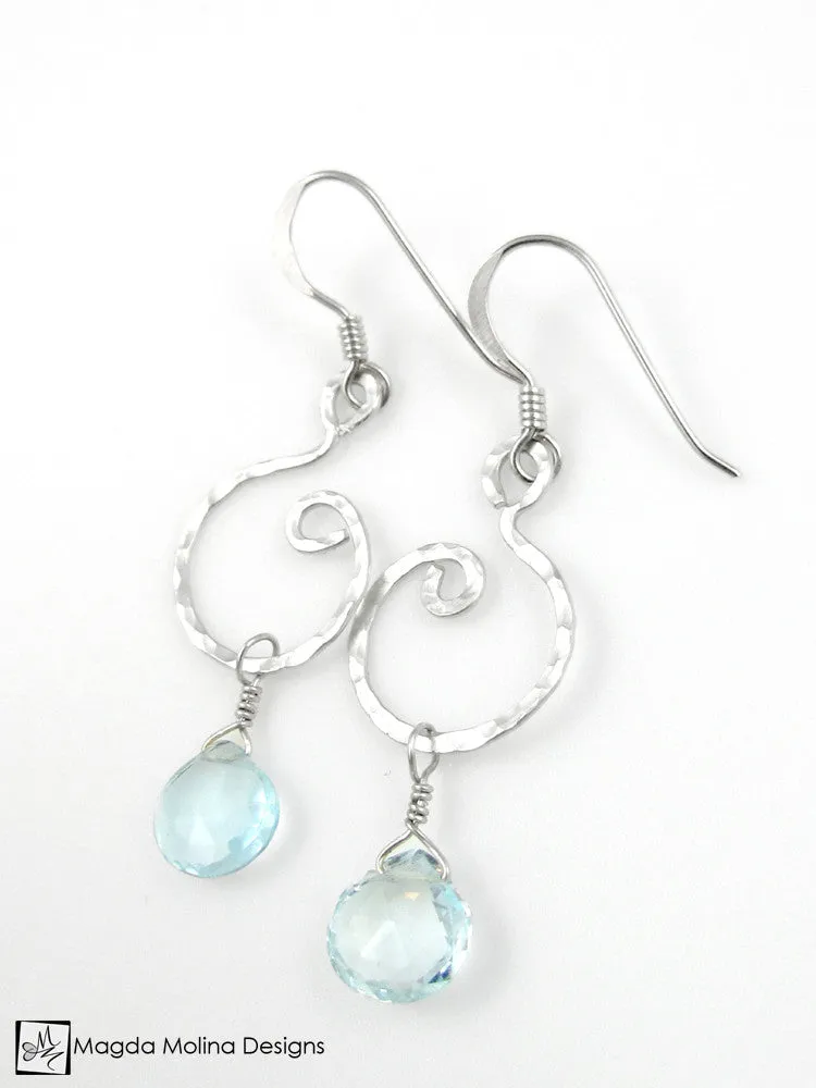 WHOLESALE - The Hammered Gold Spiral Earrings With Gemstones