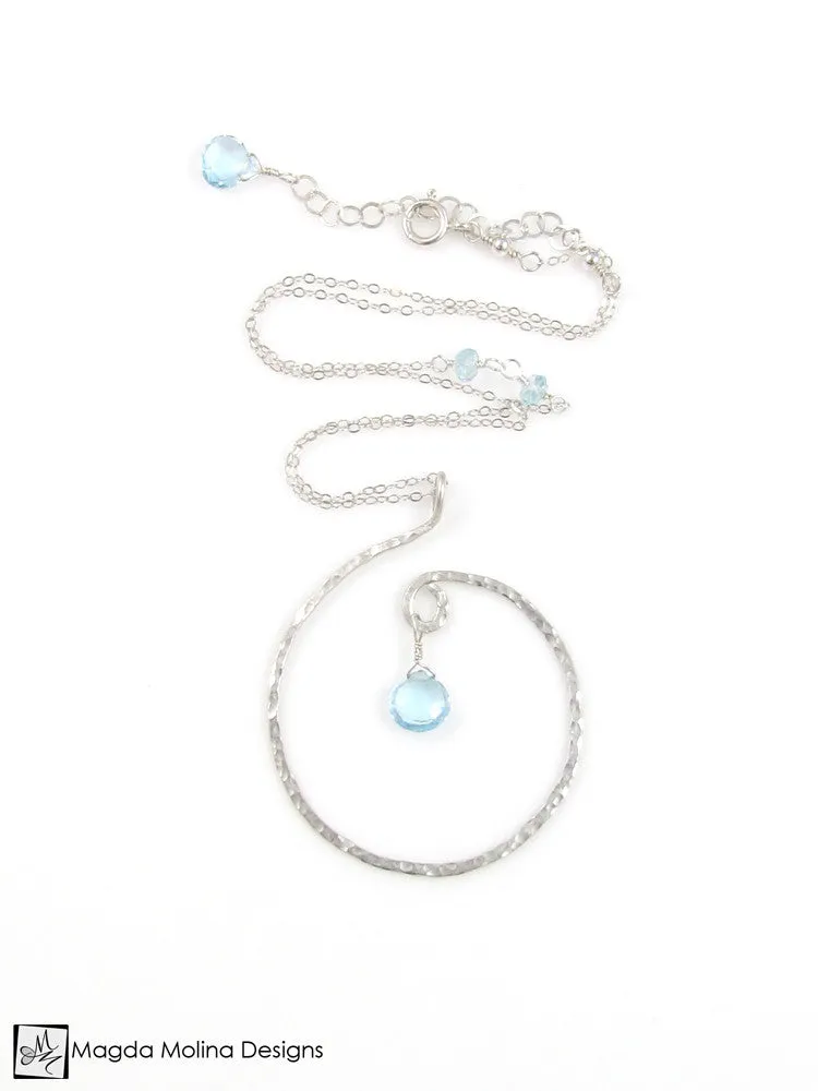 WHOLESALE - The Hammered Gold Spiral Necklace With Gemstone