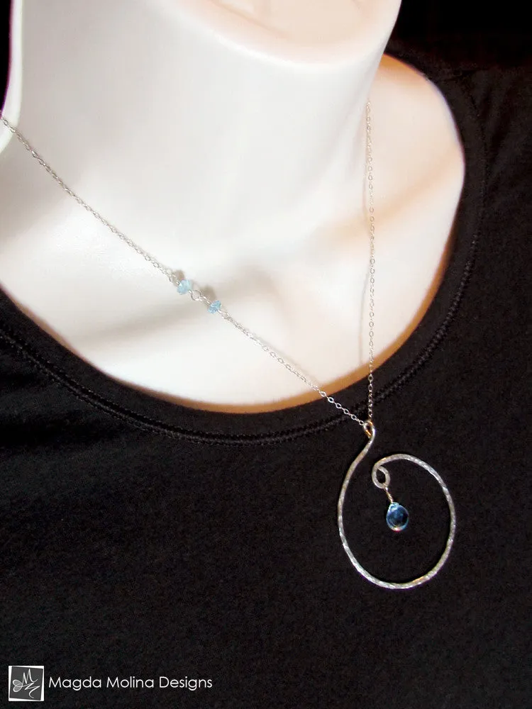 WHOLESALE - The Hammered Gold Spiral Necklace With Gemstone