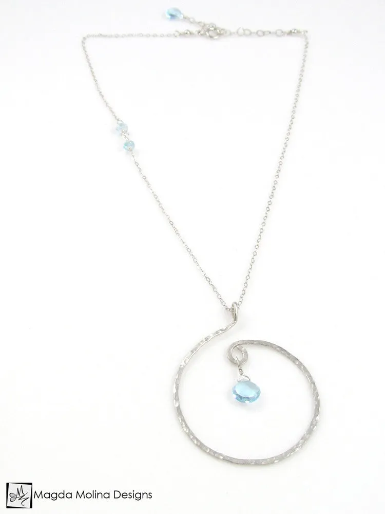 WHOLESALE - The Hammered Gold Spiral Necklace With Gemstone