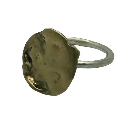Yellow gold beaten keshi ring